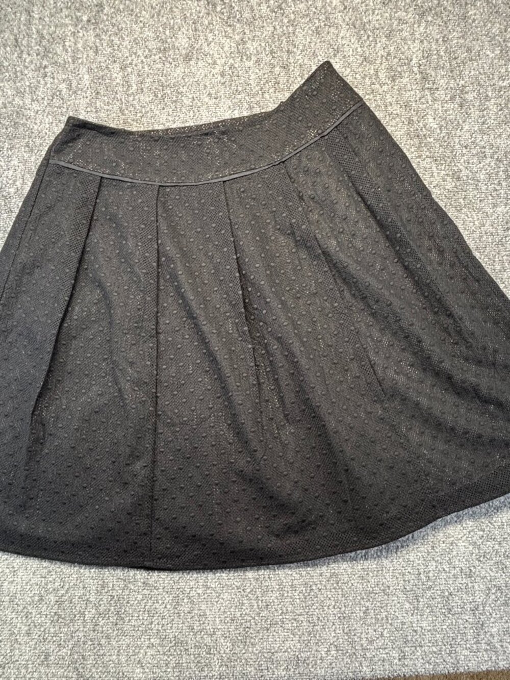 Talbots Woman 14W Black Eyelet Pleated A-Line Skirt Lined